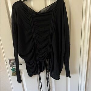 All Saints Black Ruched Women's Blouse